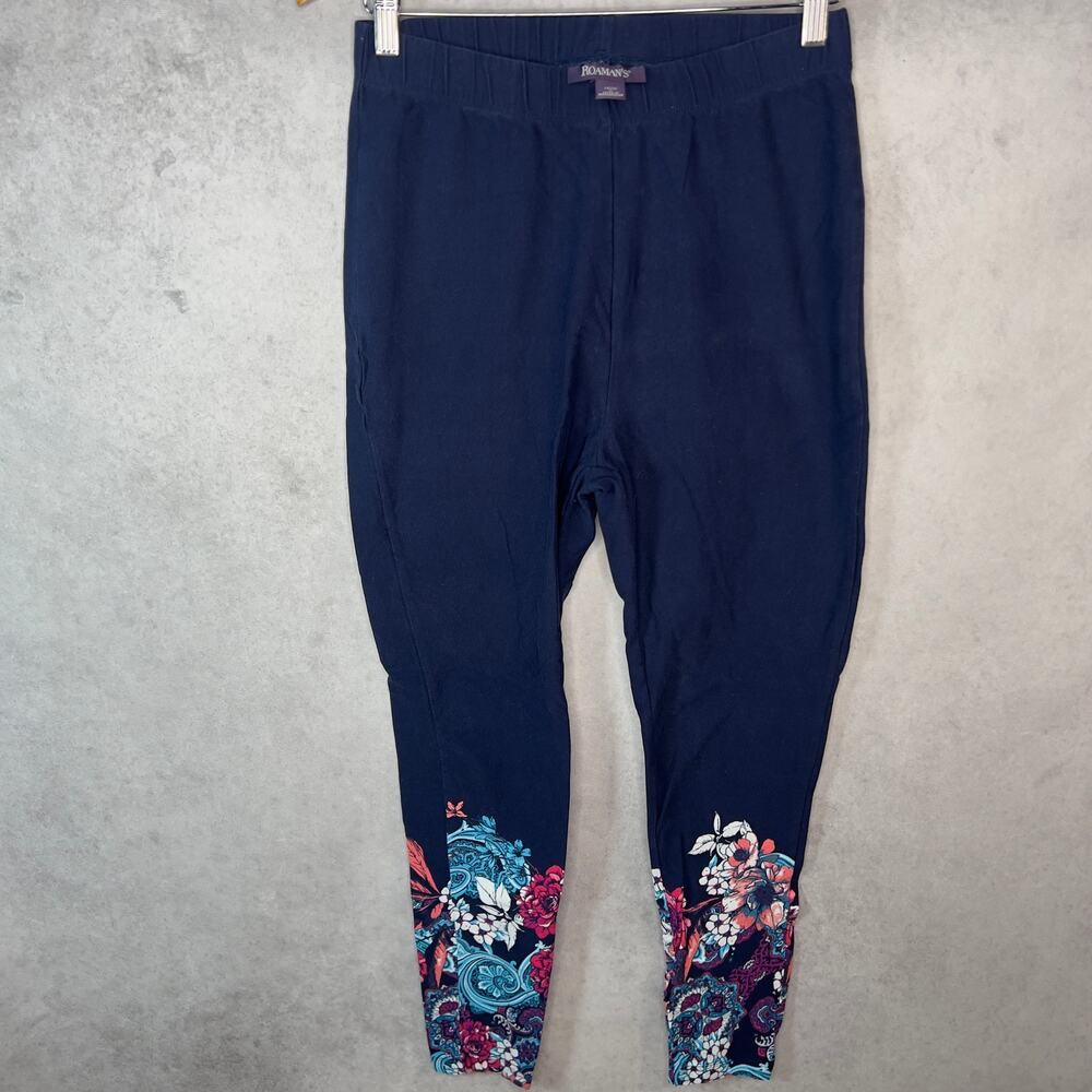Navy Floral Stretch-Cotton High Waisted Legging Size 14/16